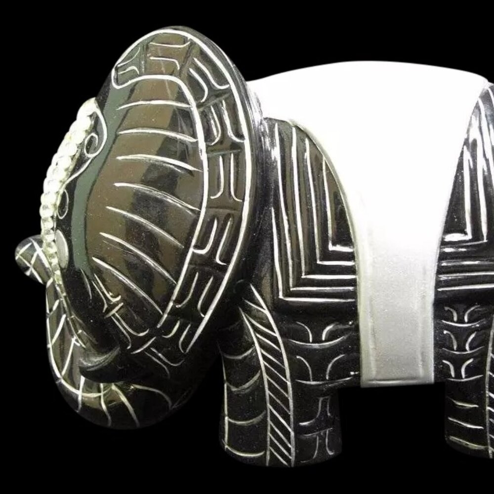 Timmy Woods SWAROVSKI CRYSTAL Lucky Elephant Carved Wood Handbag